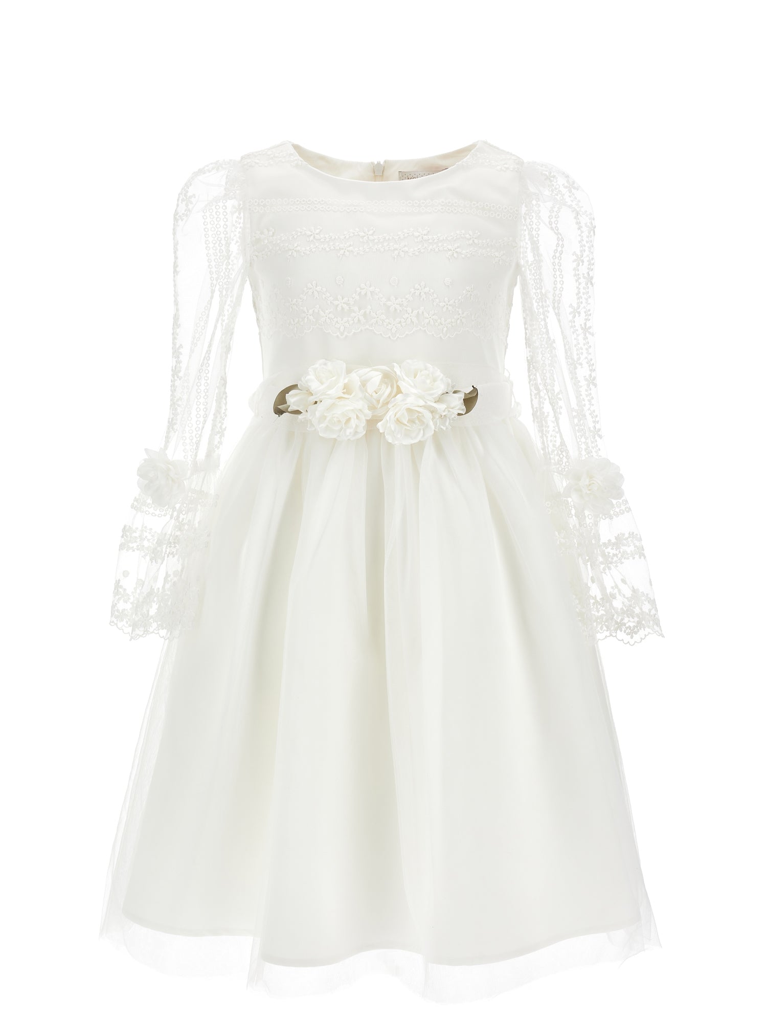 Girls | Mimi Embroidered Tulle Dress | Cream