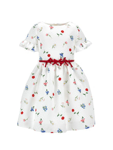 Girls | Floral Print Mikado Dress | Cream/Multicolor