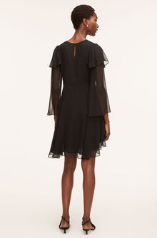Ruffle Silk Chiffon Dress | Black