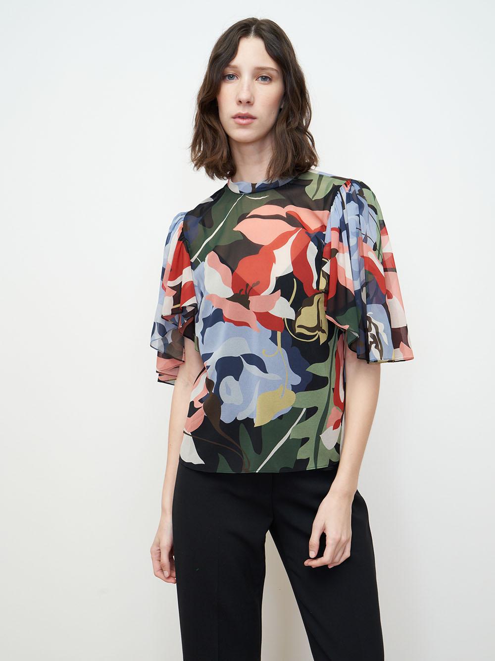 Botanical Garden Mock Neck Blouse | Botanical Garden Black Combo