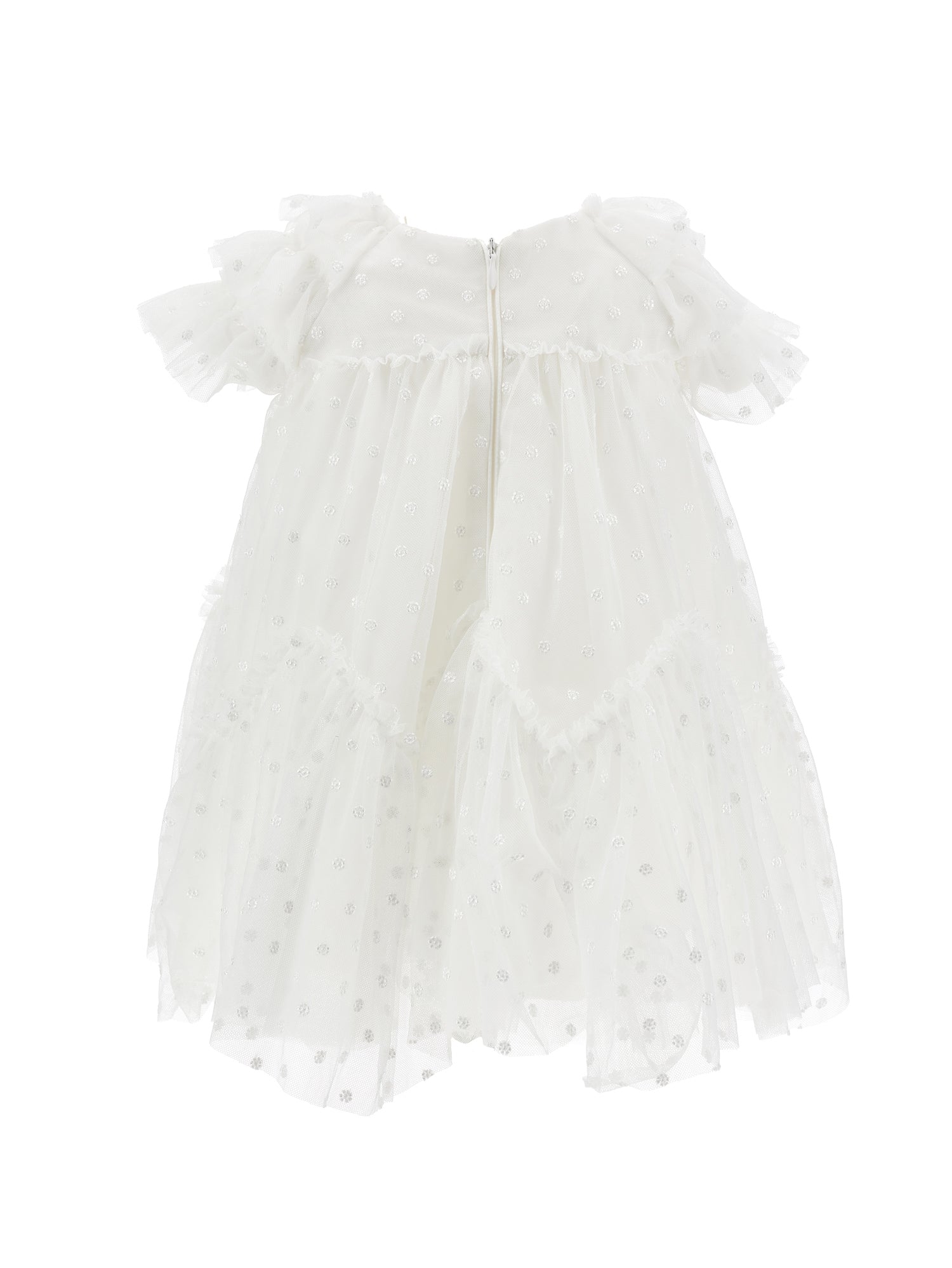 Girls | Embroidered Daisy Tulle Dress | Cream