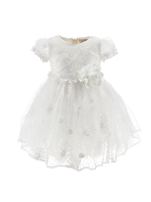 Girls | Floral Embroidery Tulle Dress | Cream