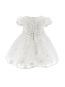 Girls | Floral Embroidery Tulle Dress | Cream
