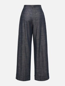 Linen-Cotton Cropped Pants | Navy