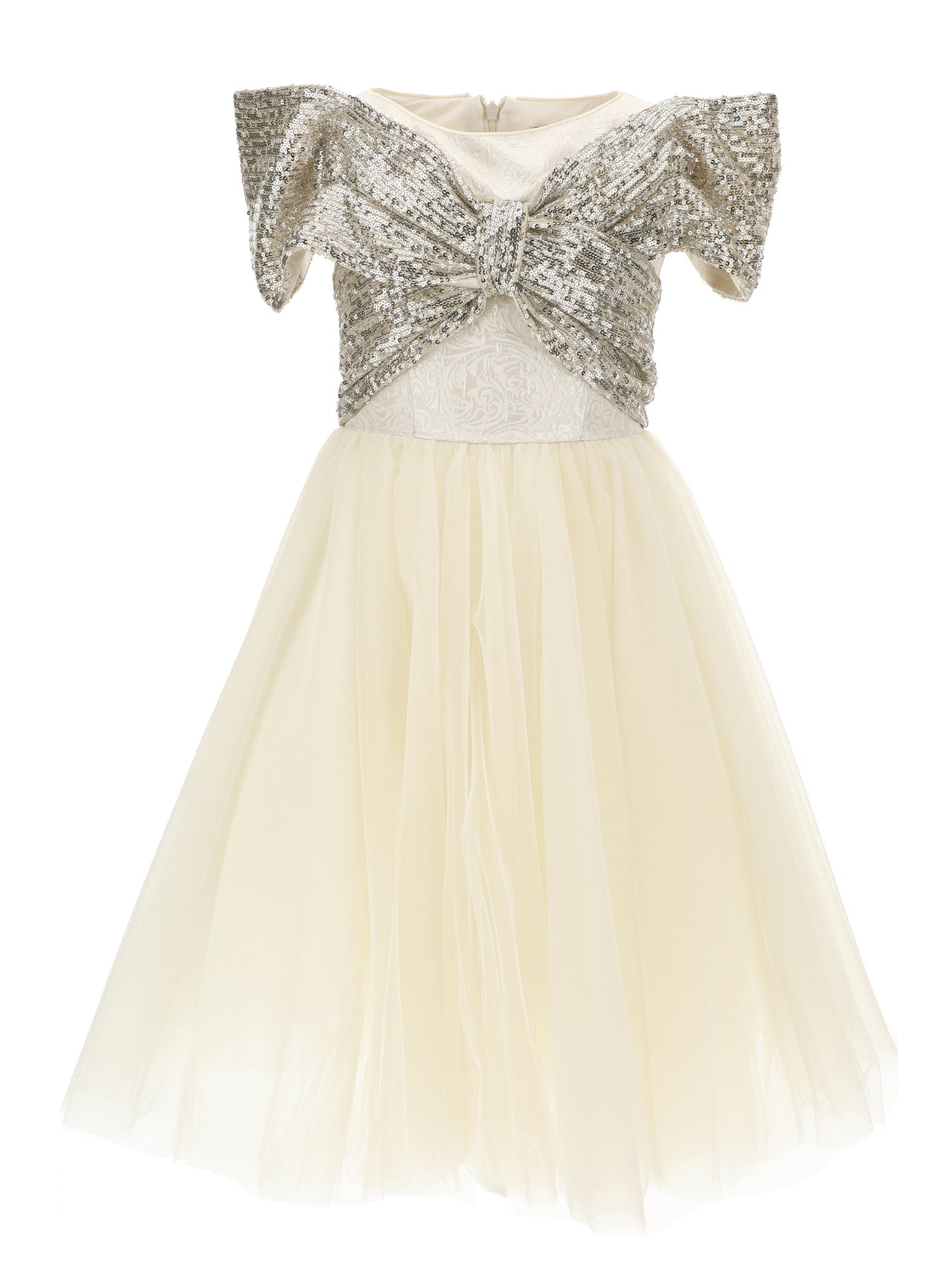 Girls | Angel Brocade Dress | Beige/Platinum