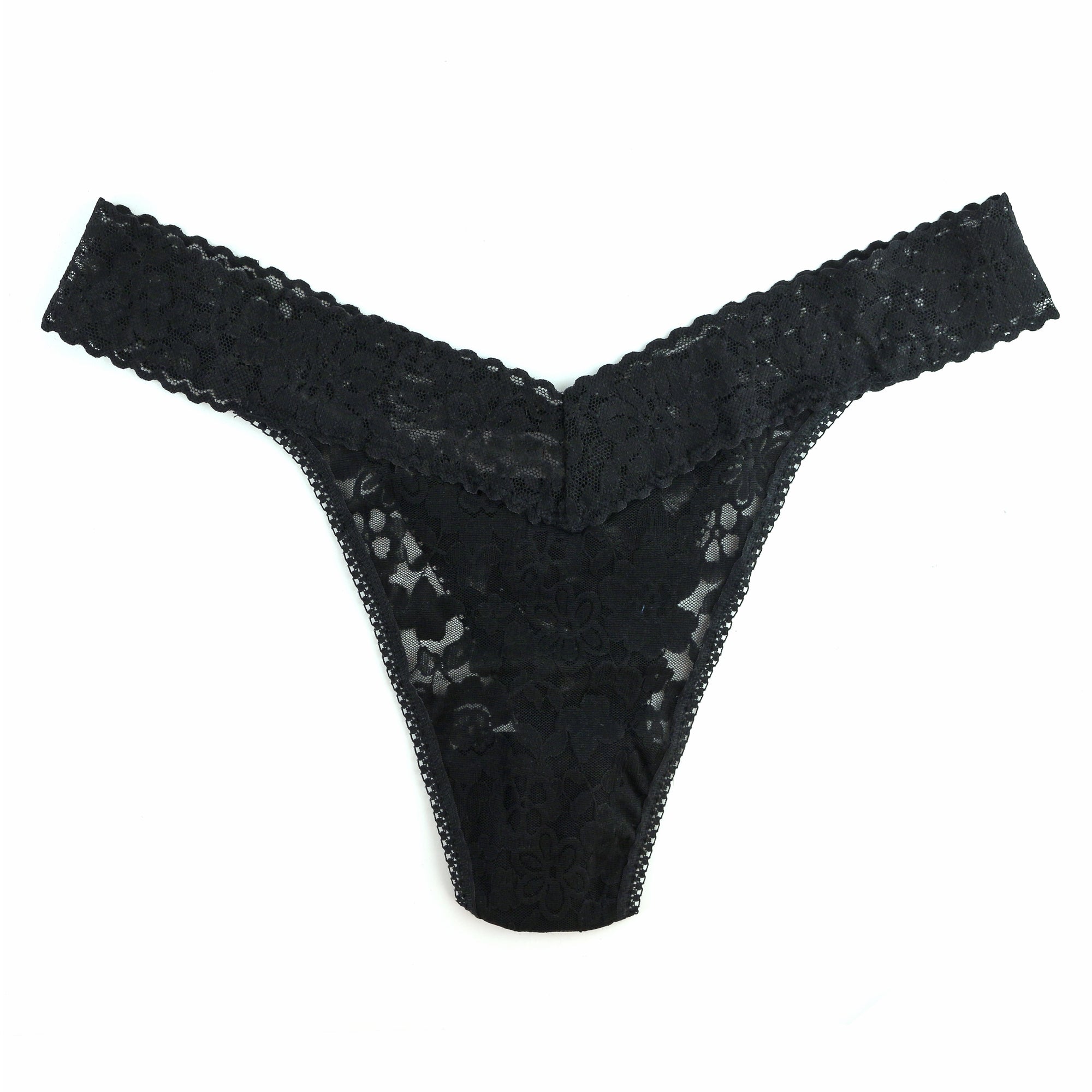 Plus Size Daily Lace Original Rise Thong | Black