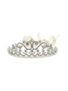 Girls | Tiara Headband In Rhinestones And Pearls | Cream