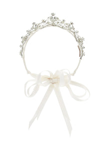 Girls | Tiara In Rhinestones And Bezels | Cream