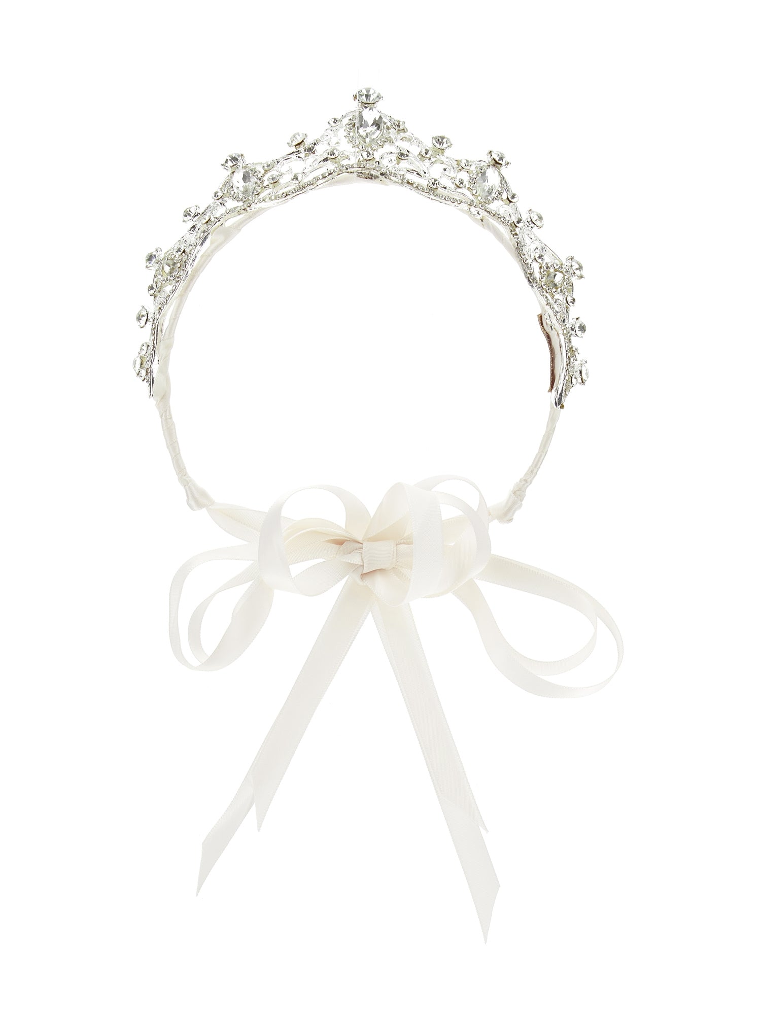 Girls | Tiara In Rhinestones And Bezels | Cream