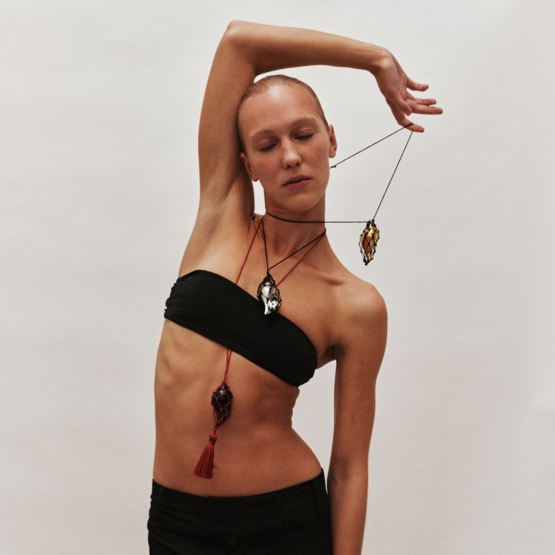 Sterling Necklace | Black Enamel