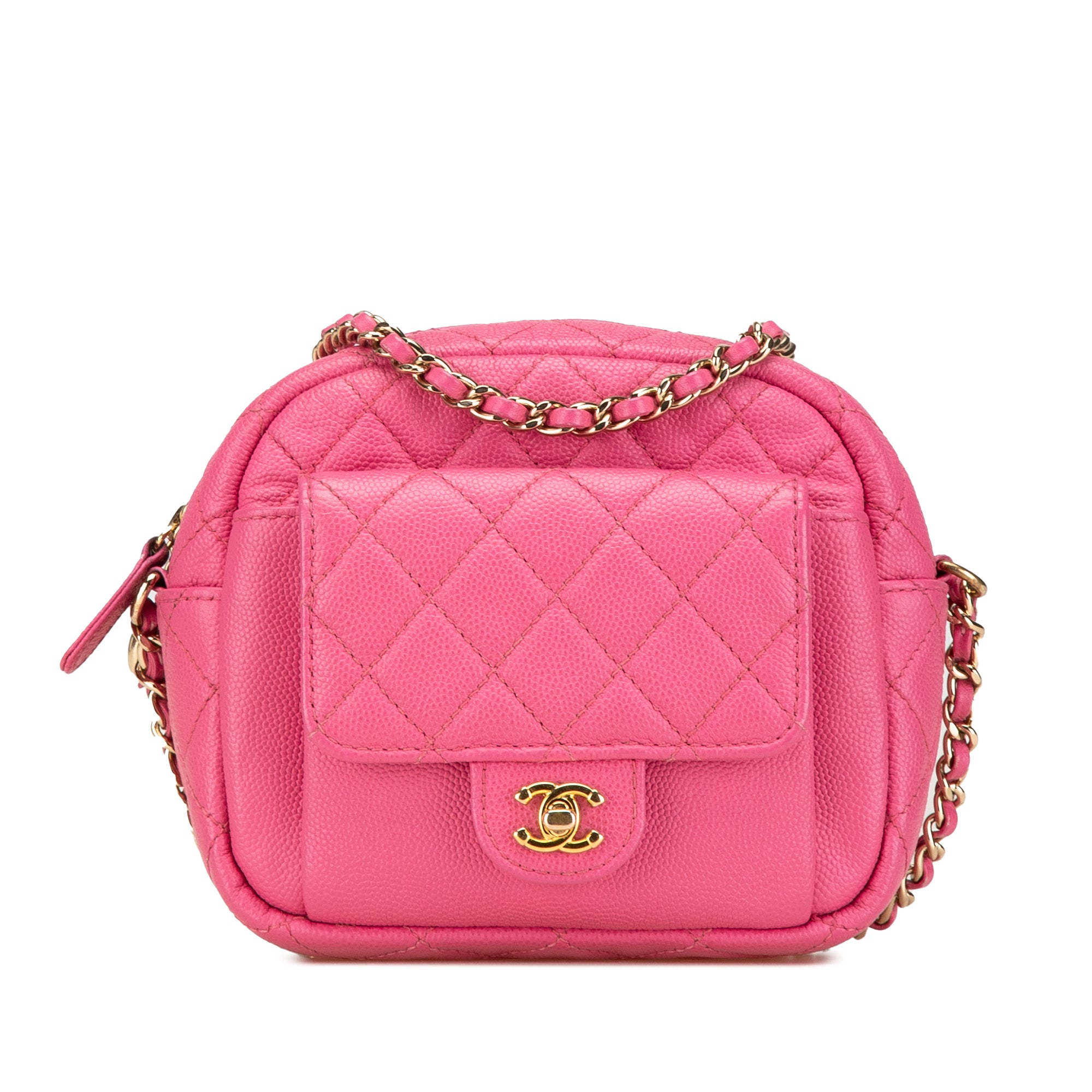 Chanel | Pre-Owned Quilted Caviar CC Day Camera Bag | Pink