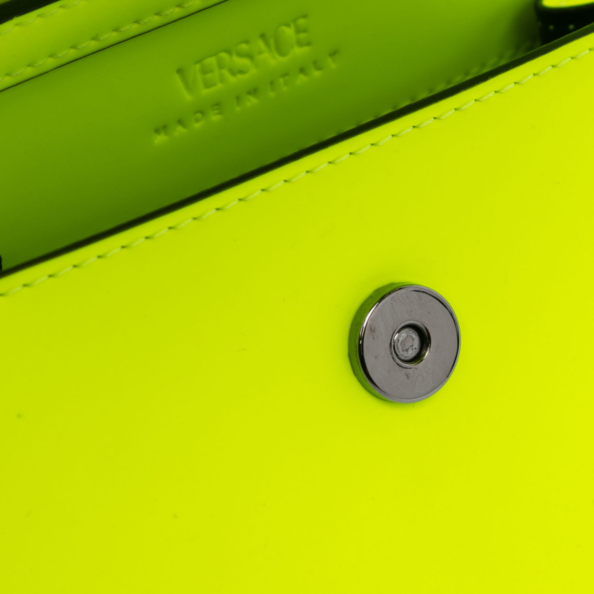 Versace | Pre-Owned Leather La Medusa Crossbody | Yellow/Neon Yellow