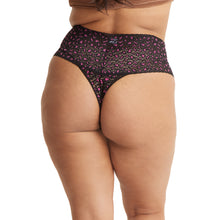 Plus Size Cross-Dyed Retro Thong | Black/Tulip Pink