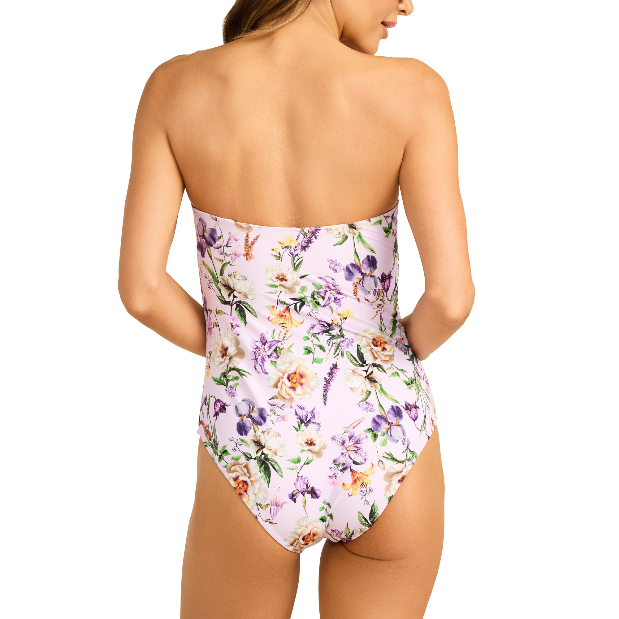 Swim Bandeau One Piece | Fawning Flora (Purple)