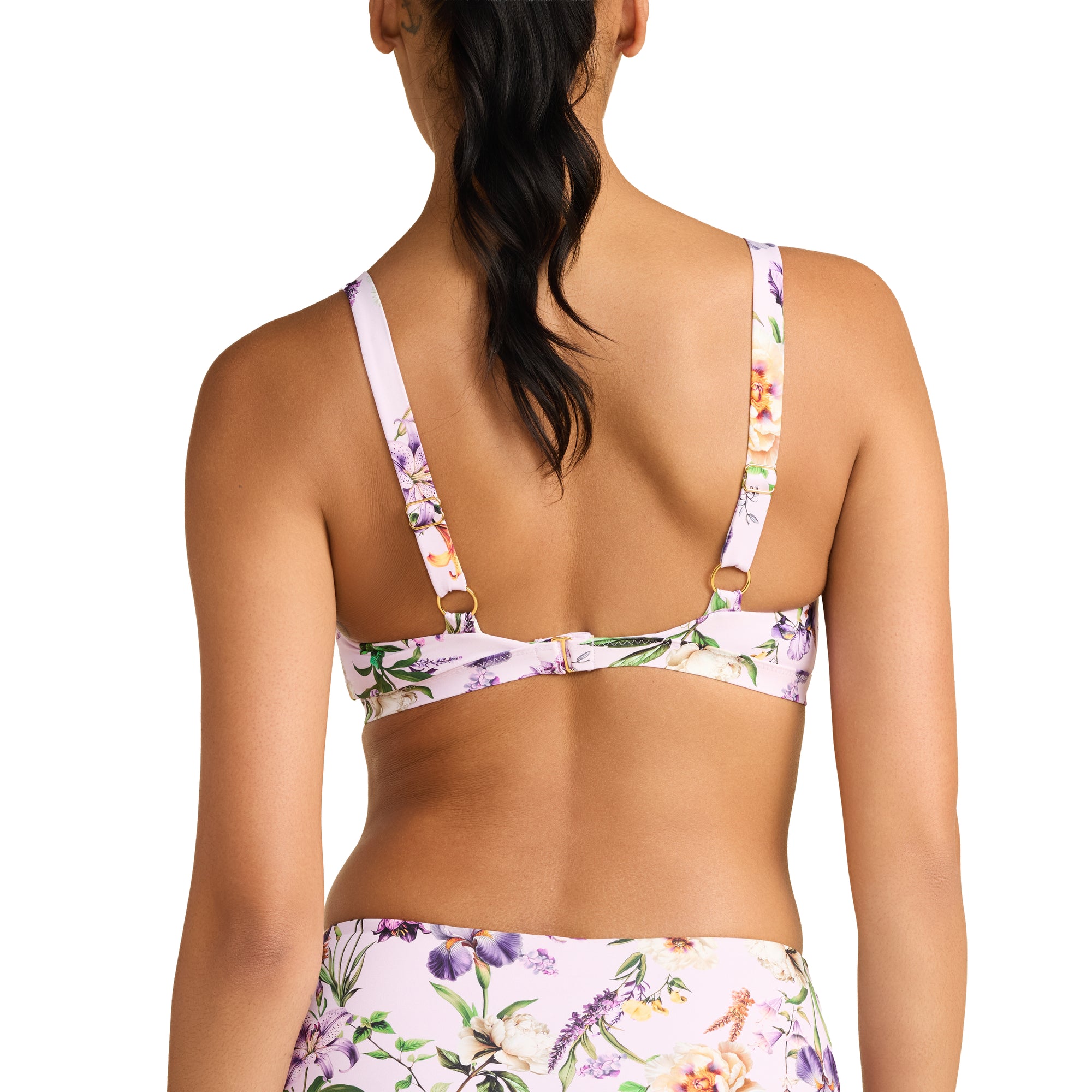 Swim Triangle Bralette Top | Fawning Flora (Purple)