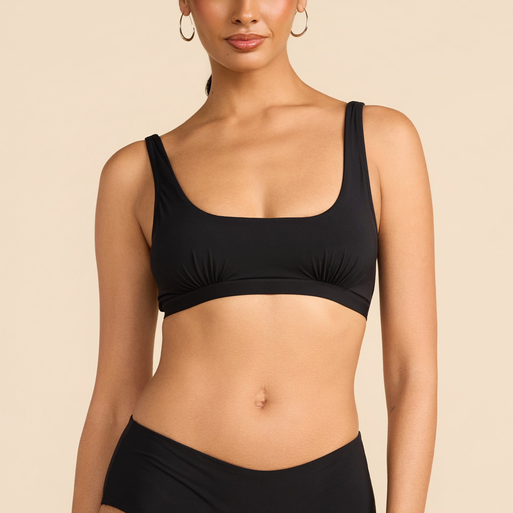 Swim Sqaure Neck Top | Black