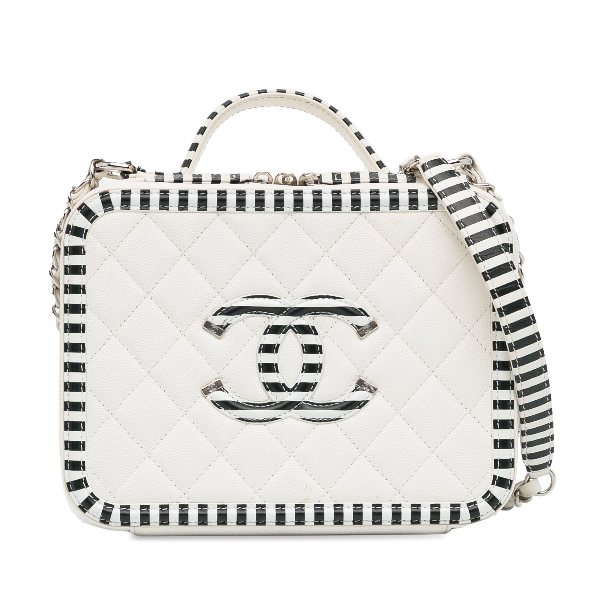 Chanel | Pre-Owned Medium Caviar CC Filigree Vanity Case | White