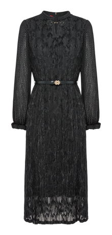 Chinese Style Pleated Little Dress | Black