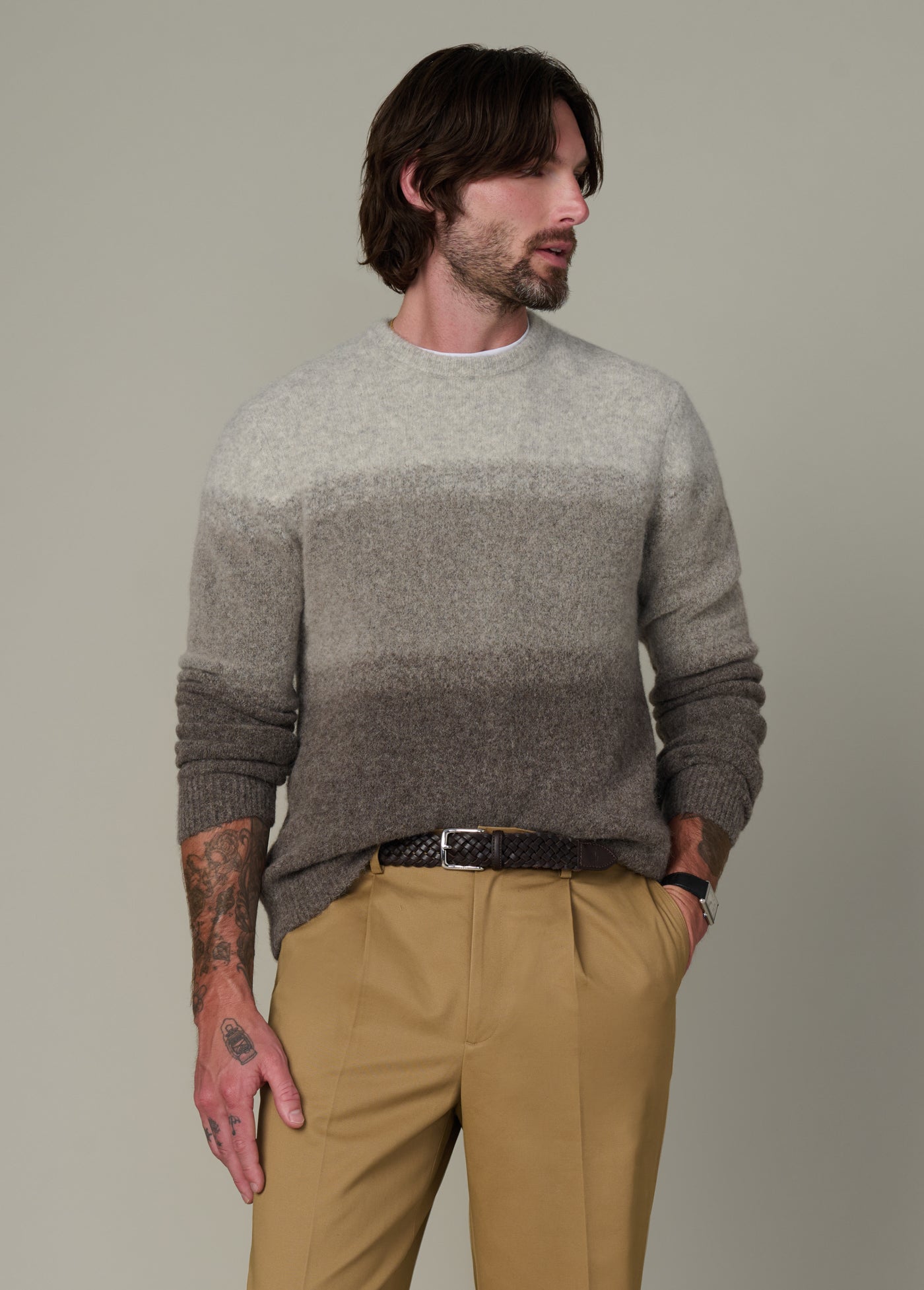 Ombre Striped Crew Neck in Autumn Shades, cozy fit with gradient stripes – stylish and comfortable sweatshirts for men