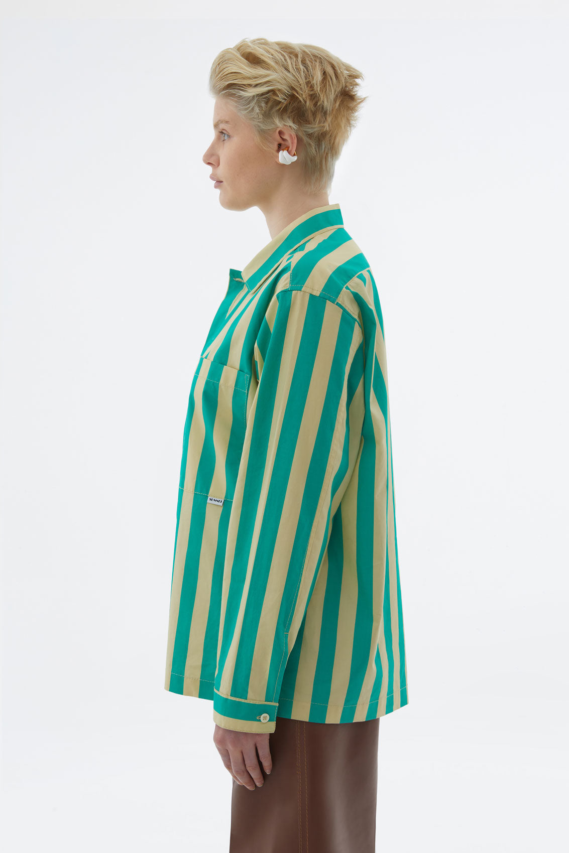 Shirt | Men | Light Yellow x Green Striped