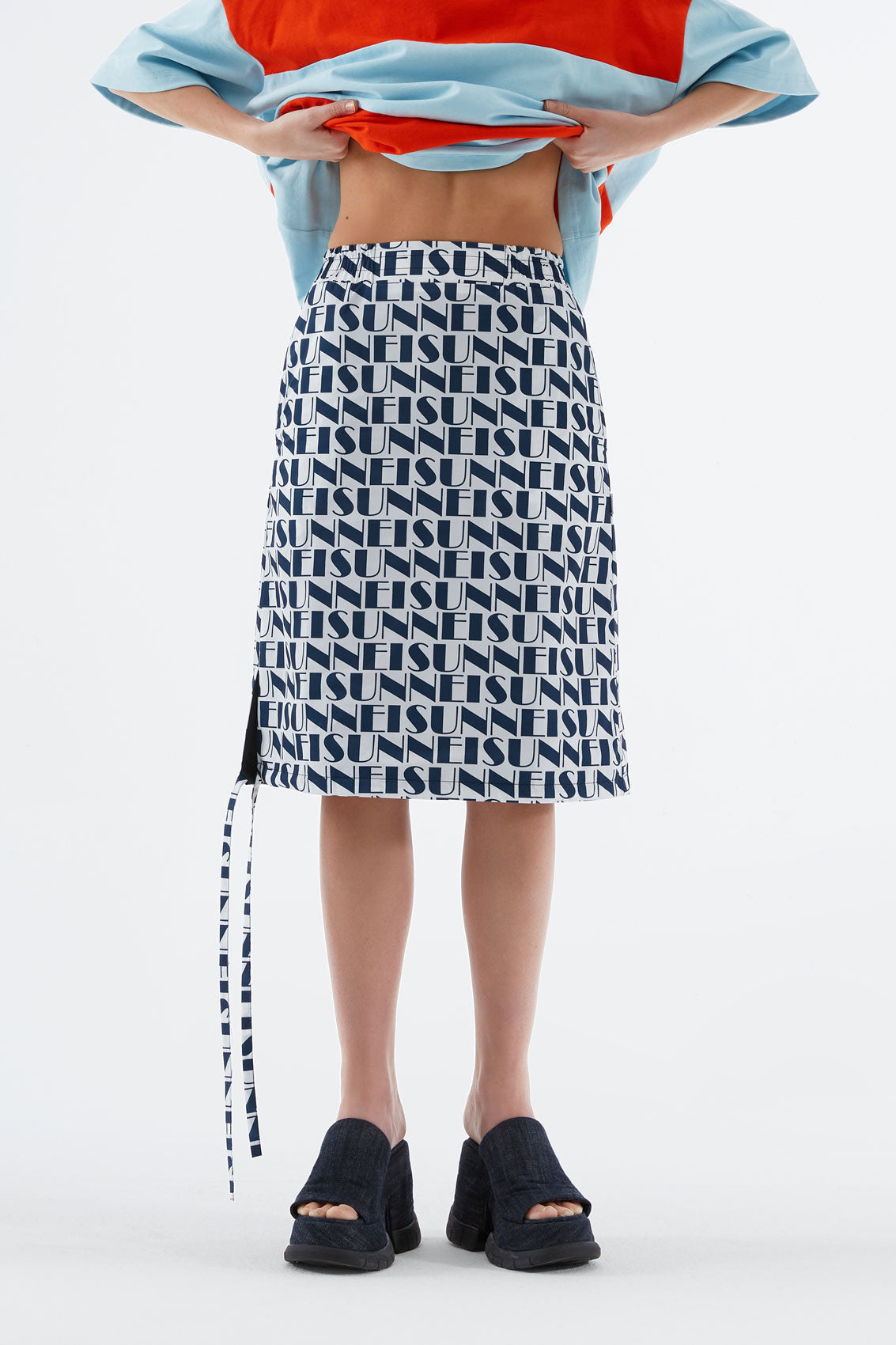 Reversible Logo Elastic Skirt | Women | Navy x White