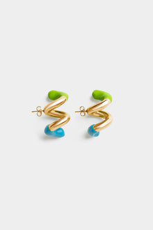 Fusillo Rubberized Gold Earrings | Unisex | Sky Blue x Fern Green