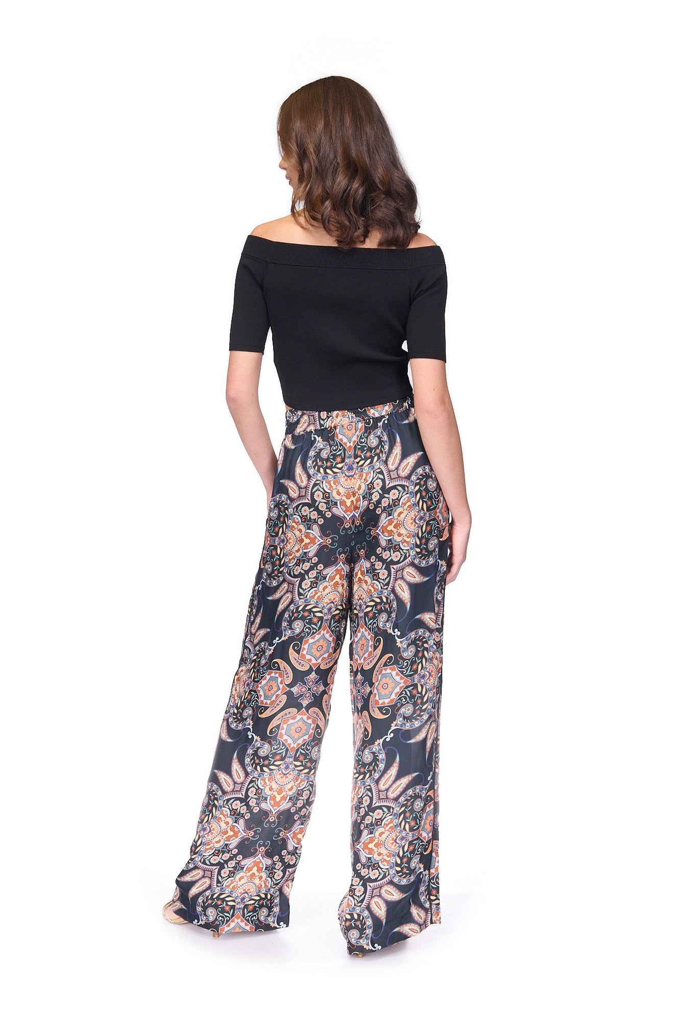 Amalfi Silk Pants | Black Vintage Paisley