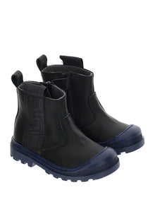 Girls | Boy Leather Ankle Boot | Black