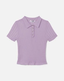 Womens | The Veil Pointelle Polo | Baby Violet