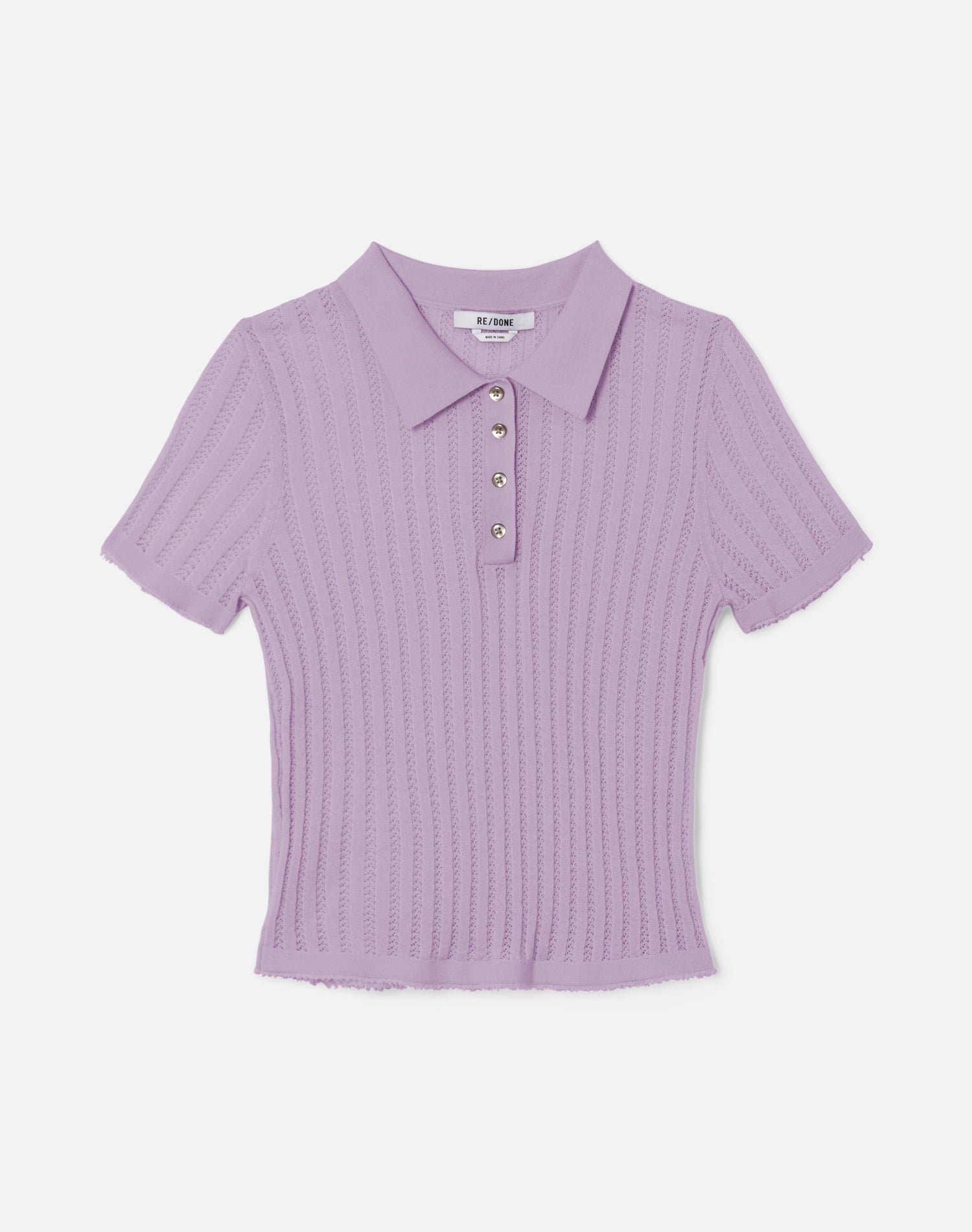 Womens | The Veil Pointelle Polo | Baby Violet