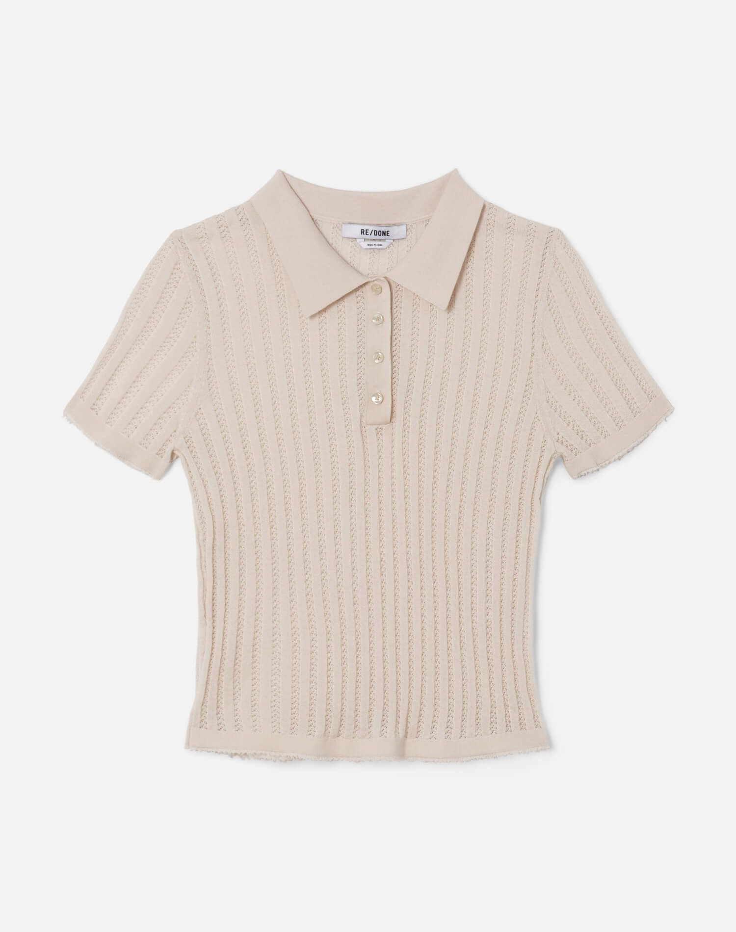 Womens | The Veil Pointelle Polo | Ivory