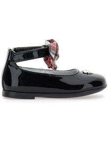 Girls | Patent Leather Ballet Flats With Bow | Black