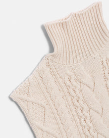 Womens | Cable Turtleneck Vest | Linen