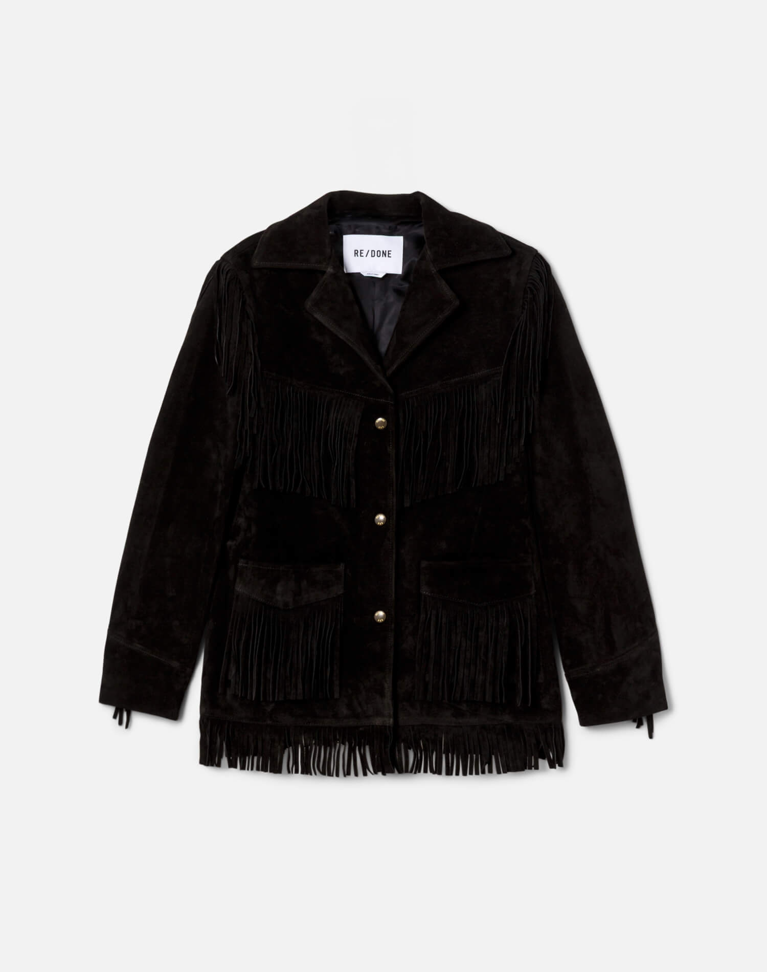 Womens | Suede Fringe Jacket | Black
