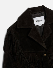 Womens | Suede Fringe Jacket | Black