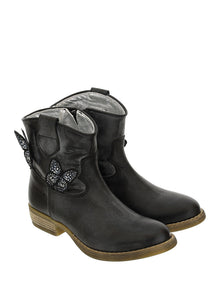 Girls | Summer Boots With Butterflies | Black