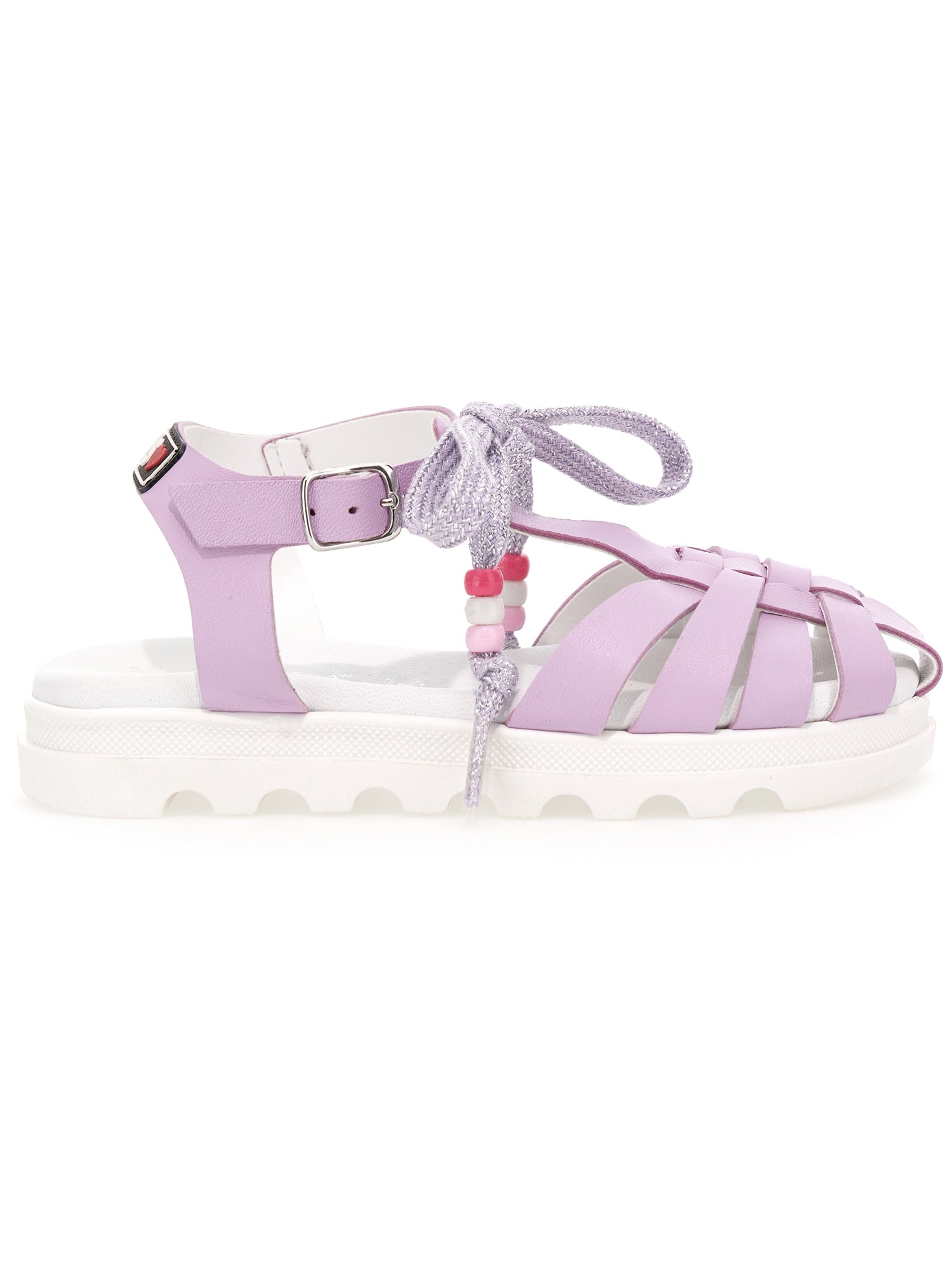 Girls | Leather Sandals With Beads | FairyTale Pink
