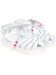 Girls | Leather Sandals With Beads | White