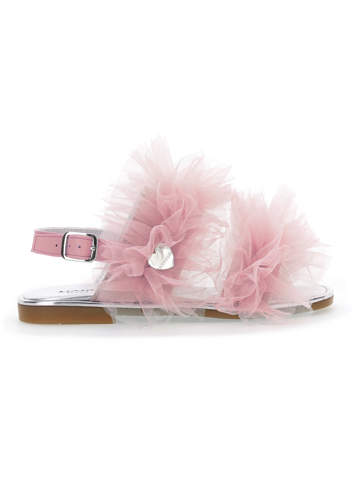 Girls | Nappa Leather Sandals With Tulle Ruffles | FairyTale Pink