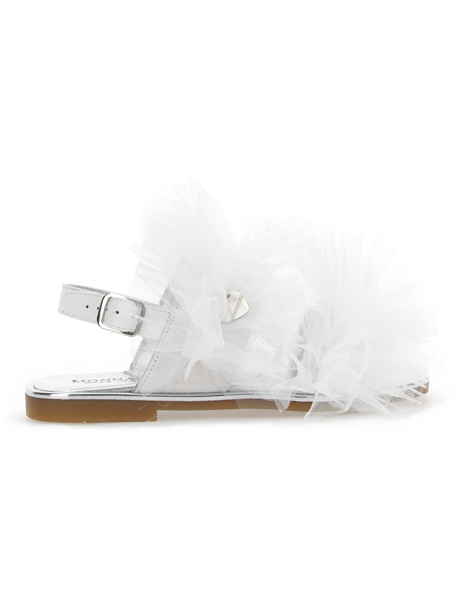 Girls | Nappa Leather Sandals With Tulle Ruffles | White