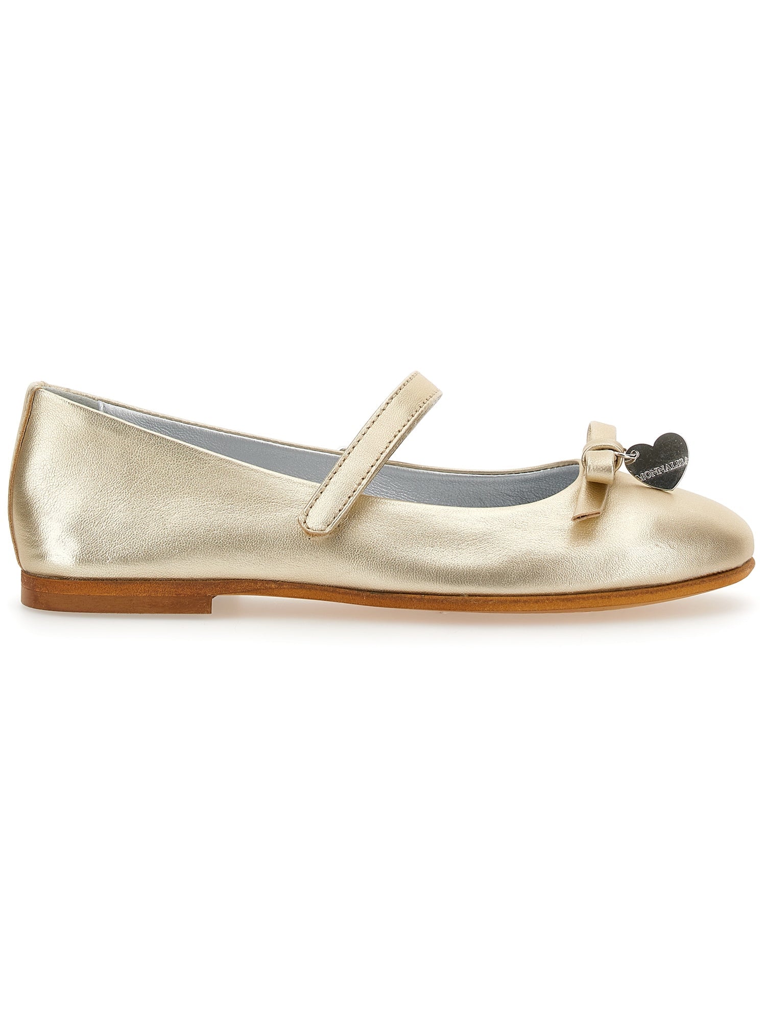 Girls | Laminated Leather Ballet Flats | Platinum