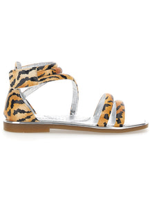 Girls | Tiger Print Sandals | Caramel/Black