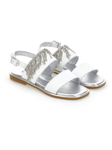 Girls | Rhinestone Chain Sandals | Cream