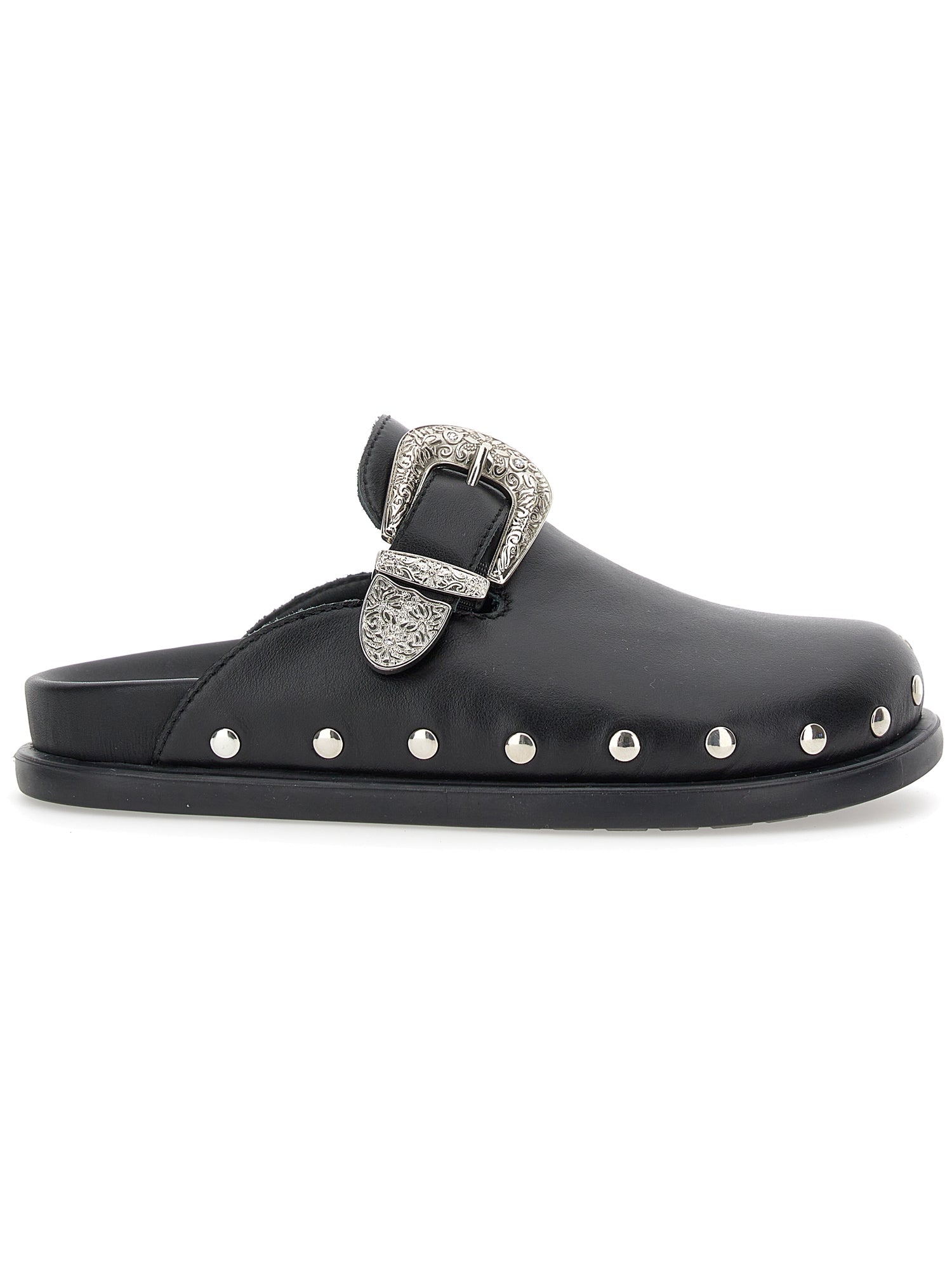 Girls | Leather Clogs With Studs | Black