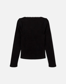 Womens | Lace Scoop Neck Long Sleeve | Black
