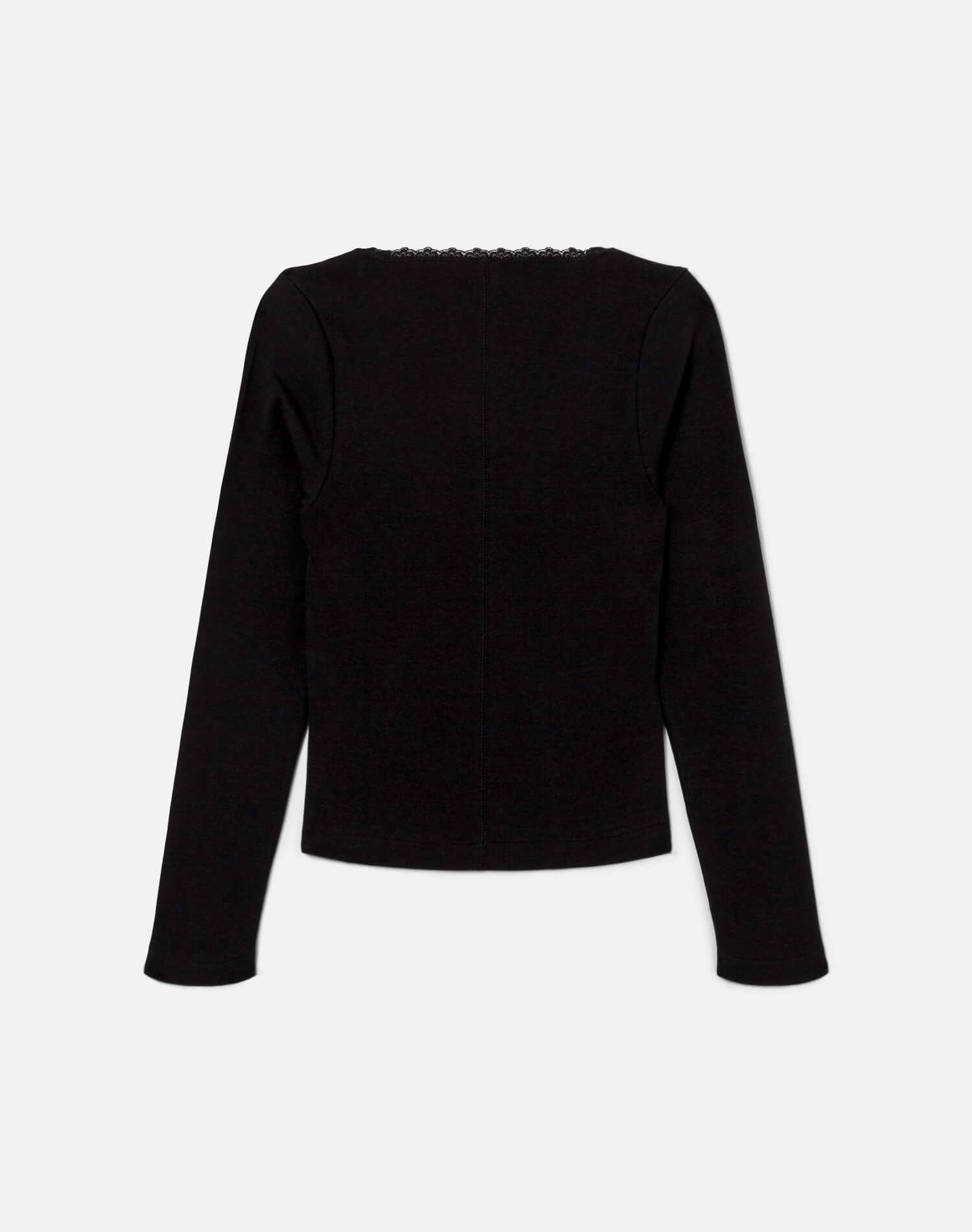 Womens | Lace Scoop Neck Long Sleeve | Black