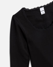 Womens | Lace Scoop Neck Long Sleeve | Black