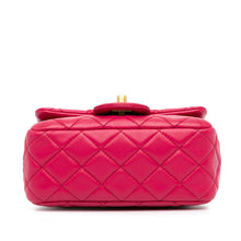 Chanel | Pre-Owned Mini Square Classic Lambskin Pearl Crush Single Flap | Pink/Dark Pink