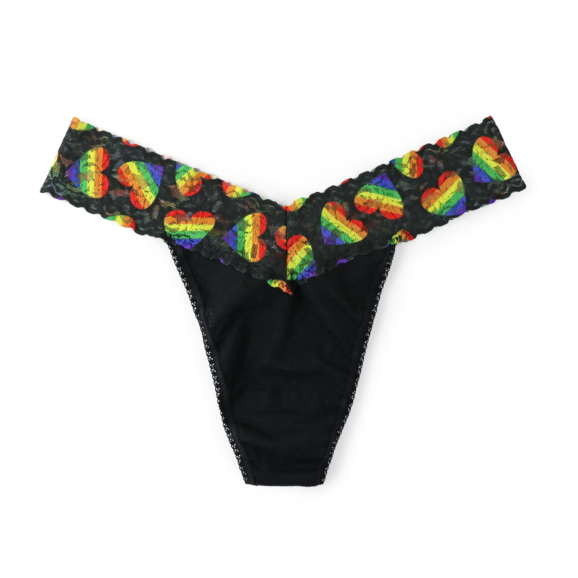 Cotton Original Rise Thong | Black/Playful Pride