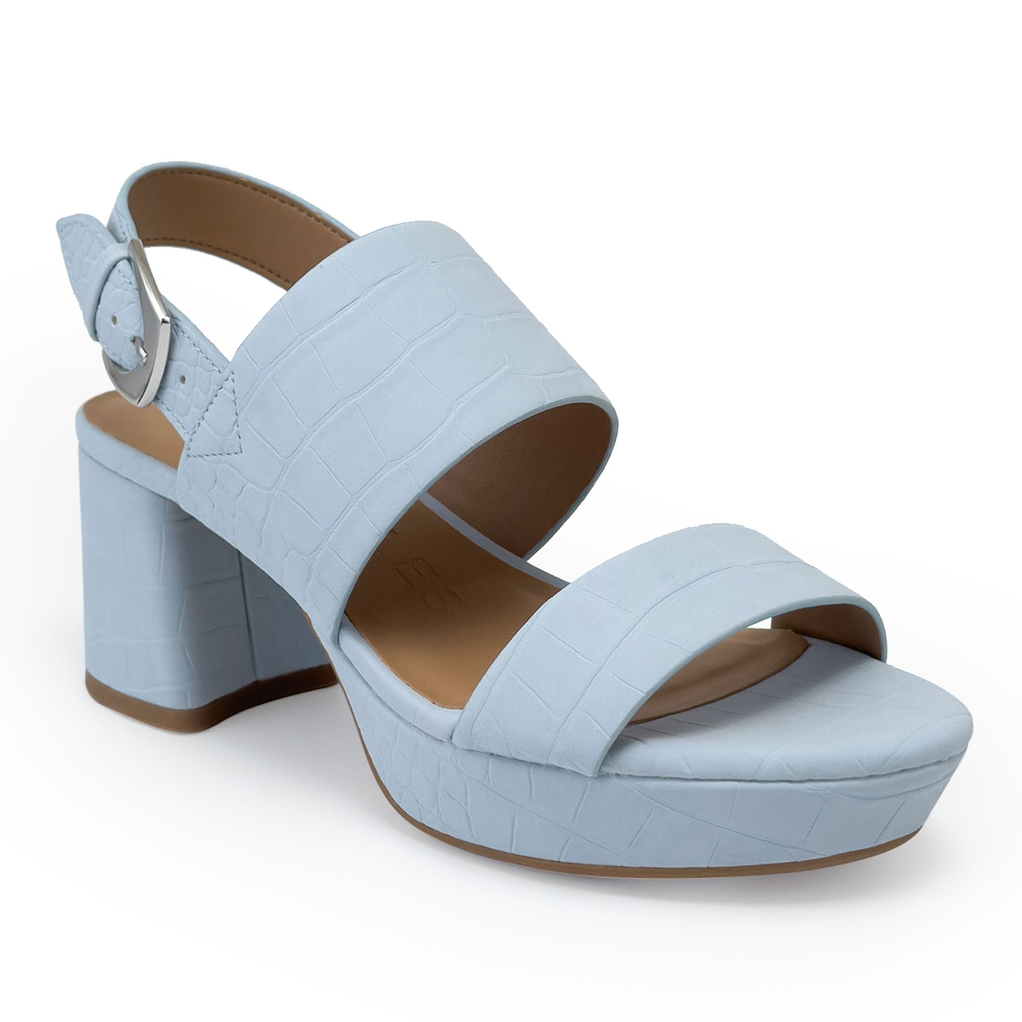 Camilia Sandal Platform | Pale Blue Faux Crochet Nubuck